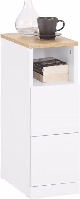 SoBuy Modern White Bedside Table with 2 Drawers for Bedroom or Living Room