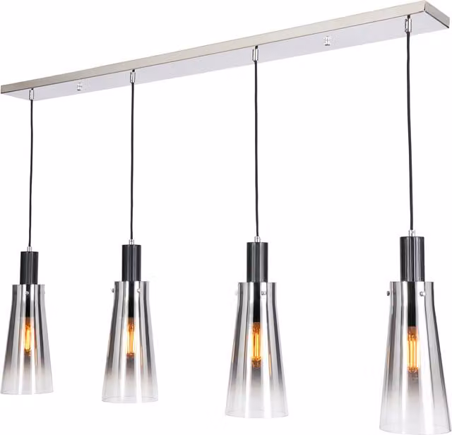 Litecraft Visconte Atrani Modern Cone Pendant Ceiling Light with Glass Ombre Shade in Black