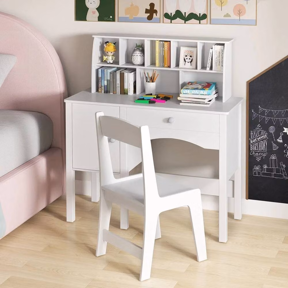 Kelvenix White Study Desk and Office Chair Set for Children – 3