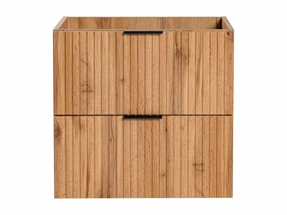 Vente-unique Wall-Mounted Striped Vanity Unit in Light Oak Colour, W: 60 cm, D: 46 cm, H: 57 cm – 2