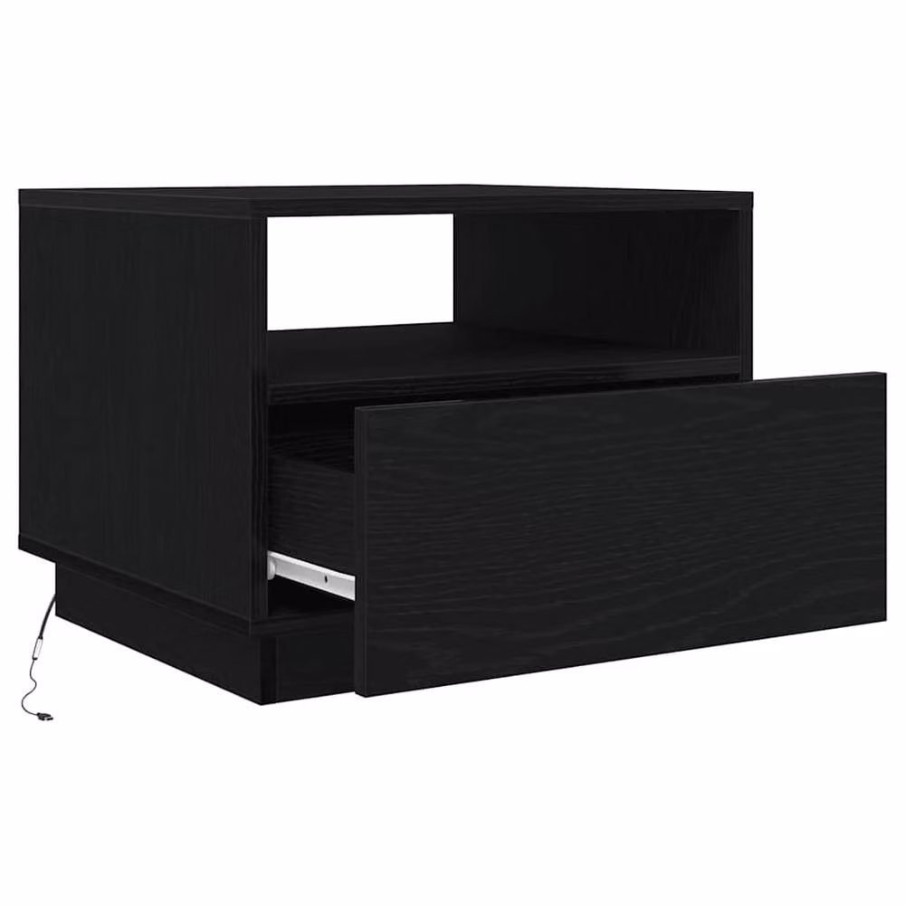 Berkfield Home Modern Black Oak Coffee Table with LED Lights W: 50 cm, D: 49 cm, H: 40 cm – 7