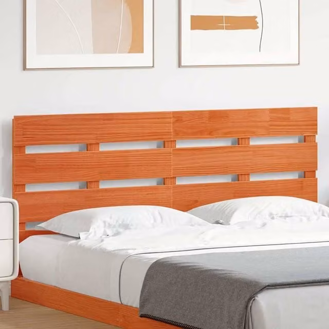 Berkfield Home Solid Wood Pine Headboard in Wax Brown, Width: 140 cm