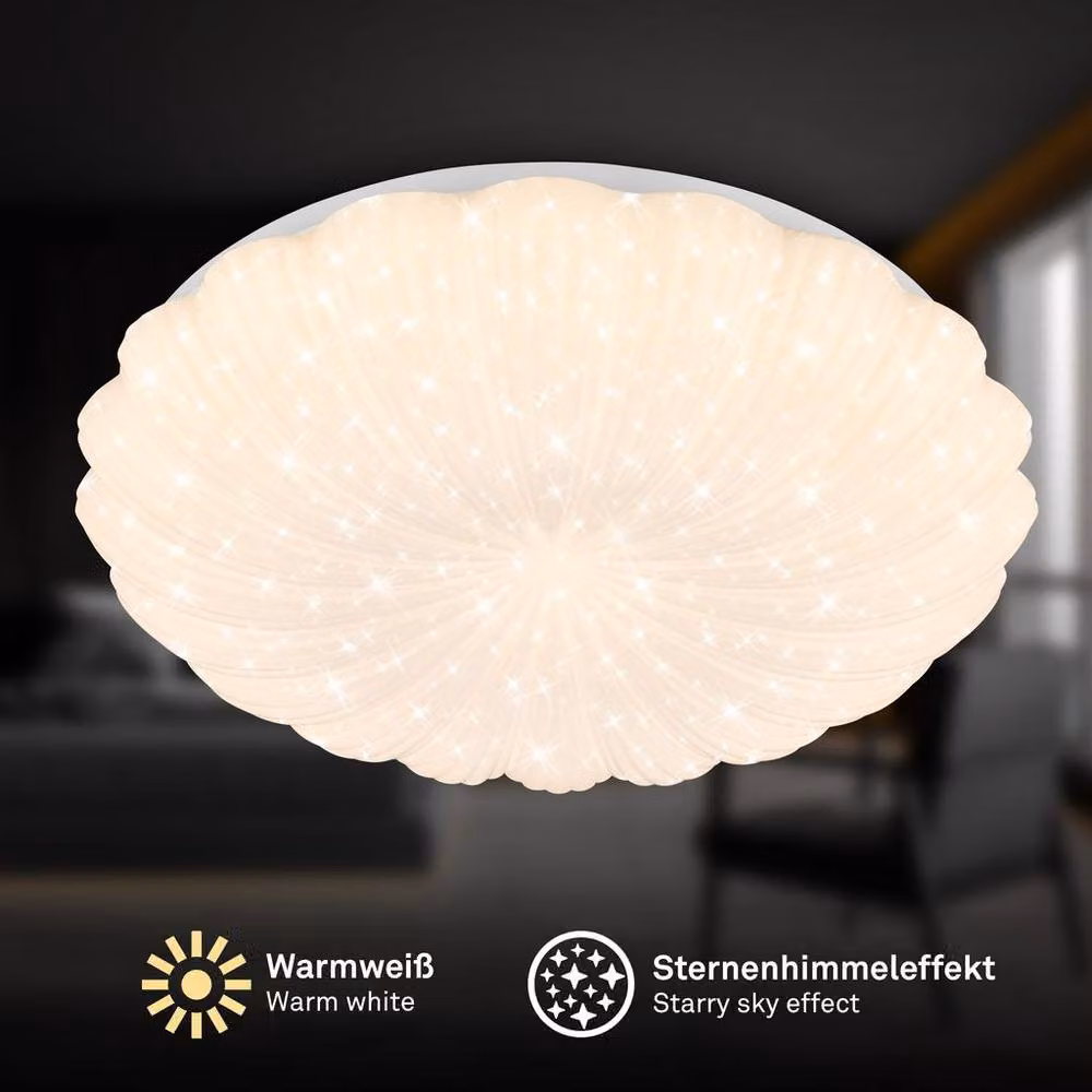 Briloner LED Ceiling Light with Starry Sky Effect, Warm White 3000K, White, W/D/H: 38.5 x 38.5 x 8.5 cm – 2