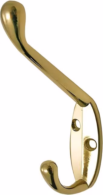 Baloo 5 Pack of Gold Metal Double Hat and Coat Door Hooks