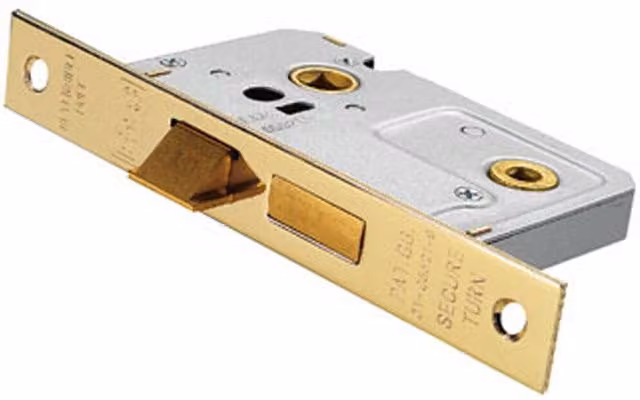 Loops Electro Brassed Bathroom Door Sashlock Latch with 76mm Square Forend in Gold