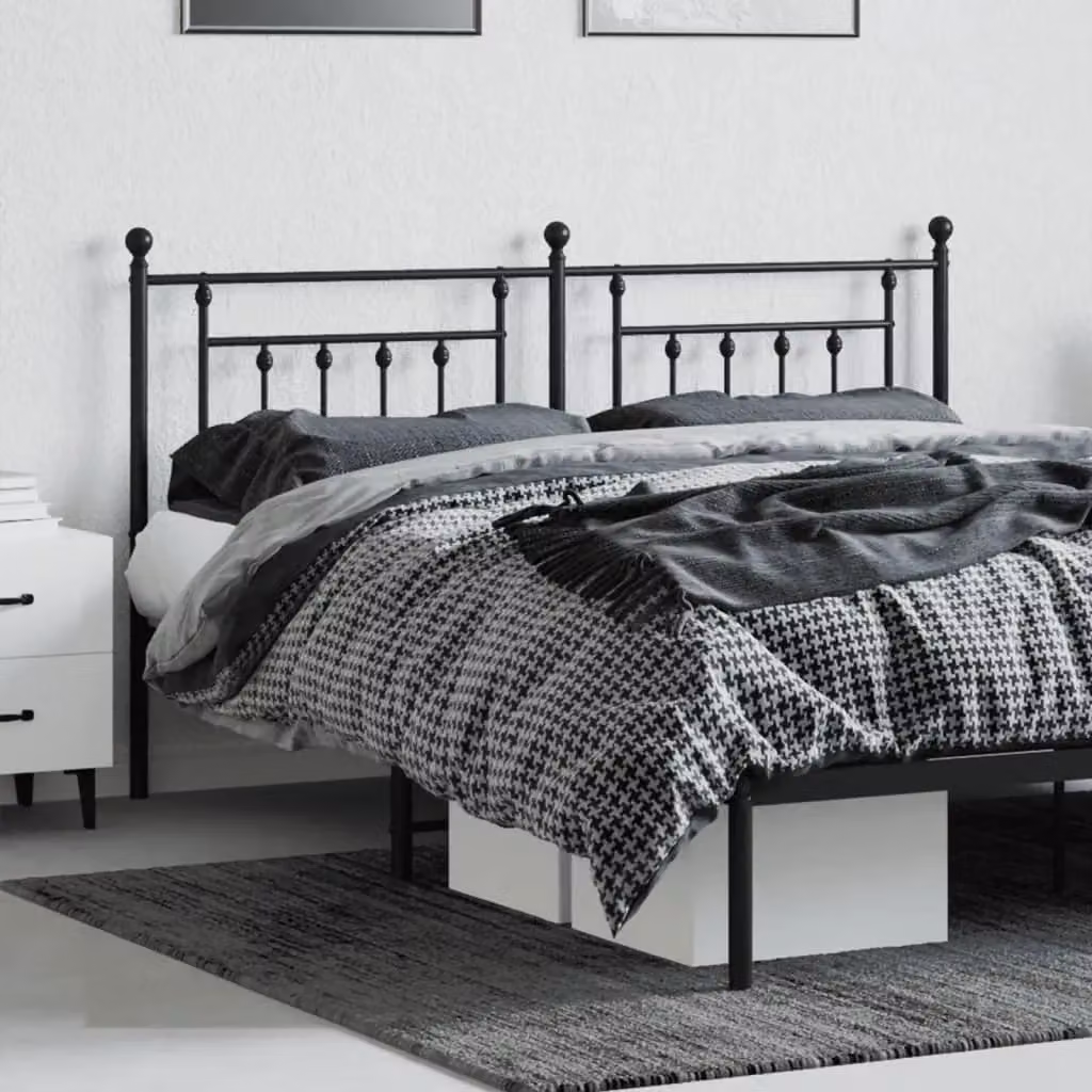 Berkfield Home Classic Metal Headboard in Black, Width: 180 cm – 3