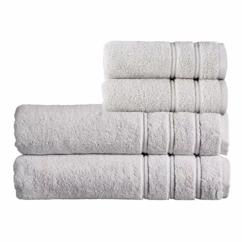 Christy Antalya 4 Piece Luxury Turkish Cotton Towel Set in Grey, including Bath Towels and Hand Towels, 600GSM