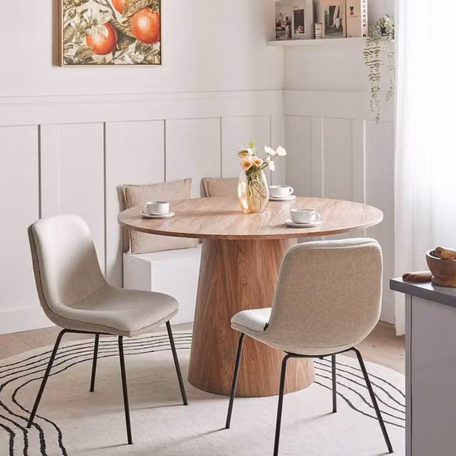 Wyld Haus Set of 2 Beige Fabric Armless Scandinavian Dining Chairs