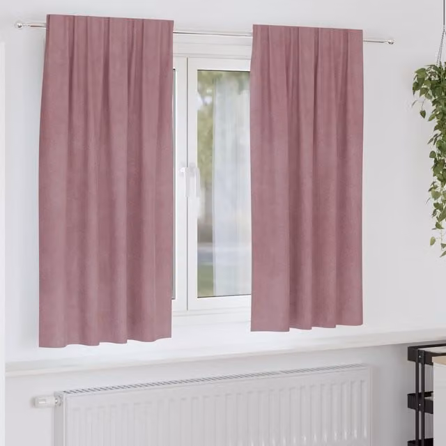 Berkfield Home Dark Pink Velvet Blackout Curtains, 2 Pack, W/H: 140 x 175 cm