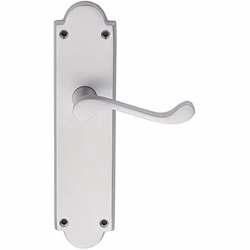 Loops Pair Victorian Scroll Handle on Latch Backplate, Chrome, W: 20.5 cm, H: 4.9 cm