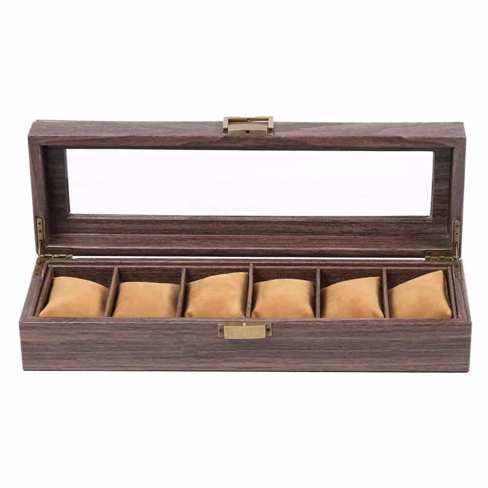 Xample Luxury PU Leather 10 Grid Watch Display Case and Storage Organizer Box in Brown – 8
