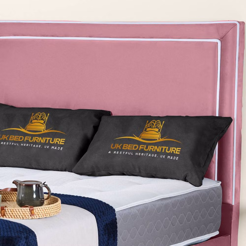 UK Bed Furniture Ariana Pink Velvet Upholstered Bed Frame, W/D/H: 90 x 200 cm – 2
