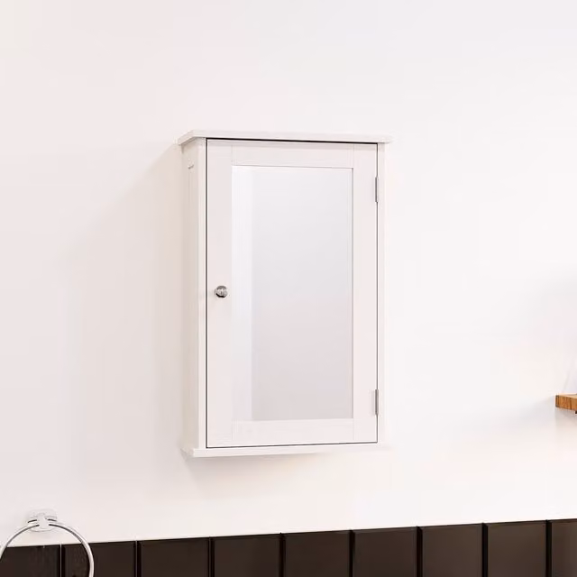 Bath Vida Priano Single Mirrored Door Wall Mounted Bathroom Cabinet, White, W/D/H: 34 x 15 x 53 cm – 1