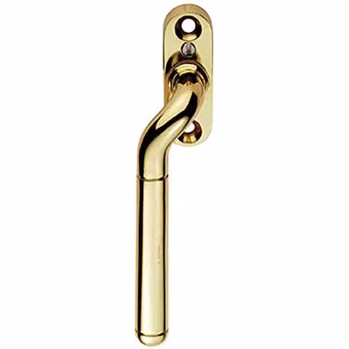 Loops Cranked Locking Window Espagnolette Handle, Left Handed, 110mm, Polished Brass