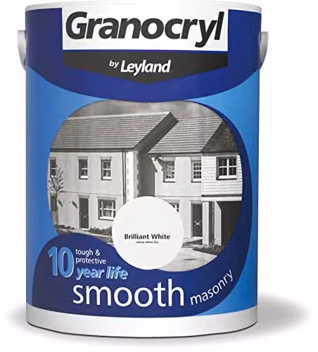 Leyland Granocryl Exterior Smooth Masonry Paint in White, 5L