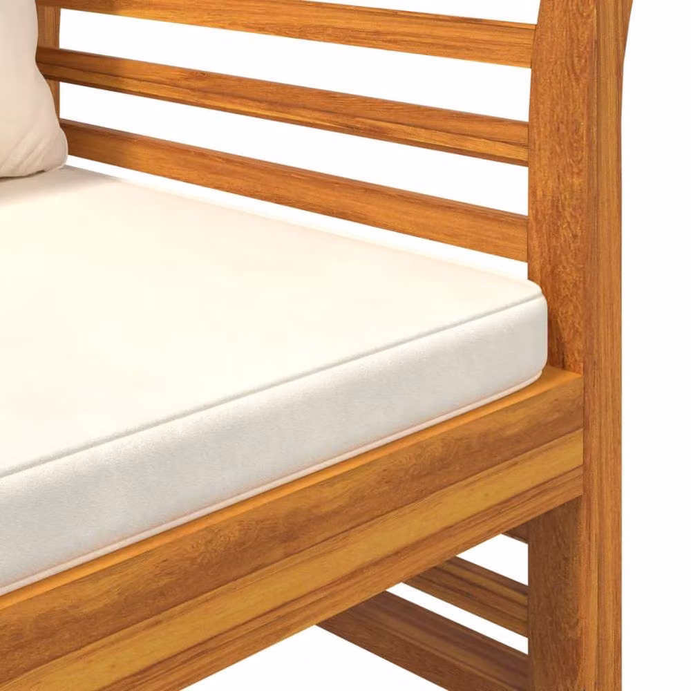 Berkfield Home Beautiful 2 Piece Garden Lounge Set in Brown with Cream White Cushions – 3