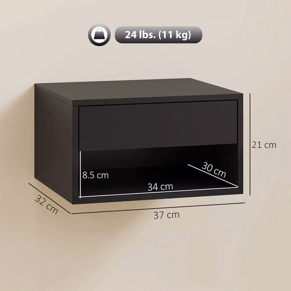 EONLION Set of 2 Black Wall Mounted Floating Nightstands – 2