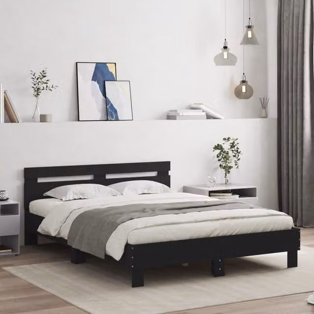 Berkfield Home Modern Black Bed Frame W/D/H: 140 x 200 cm – 1
