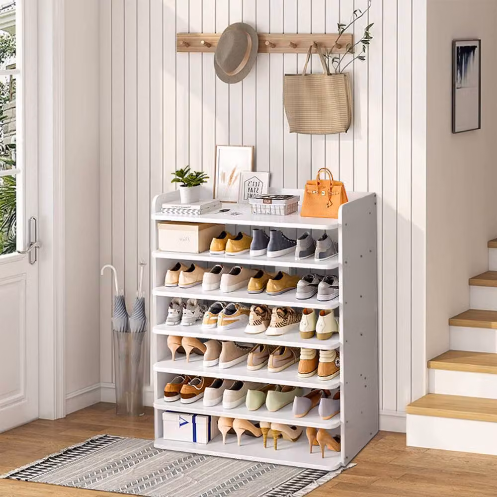 Living and Home 7-Tier Shoe Rack Cabinet in White, Width: 82 cm – 4