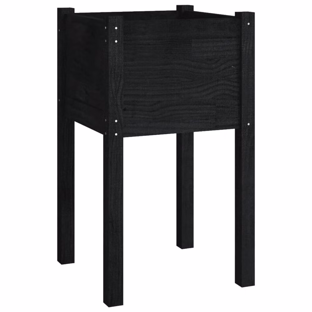 Berkfield Home Garden Planter Tub, 2 Pack, Black, Solid Wood, W/D/H: 40 x 40 x 70 cm – 4