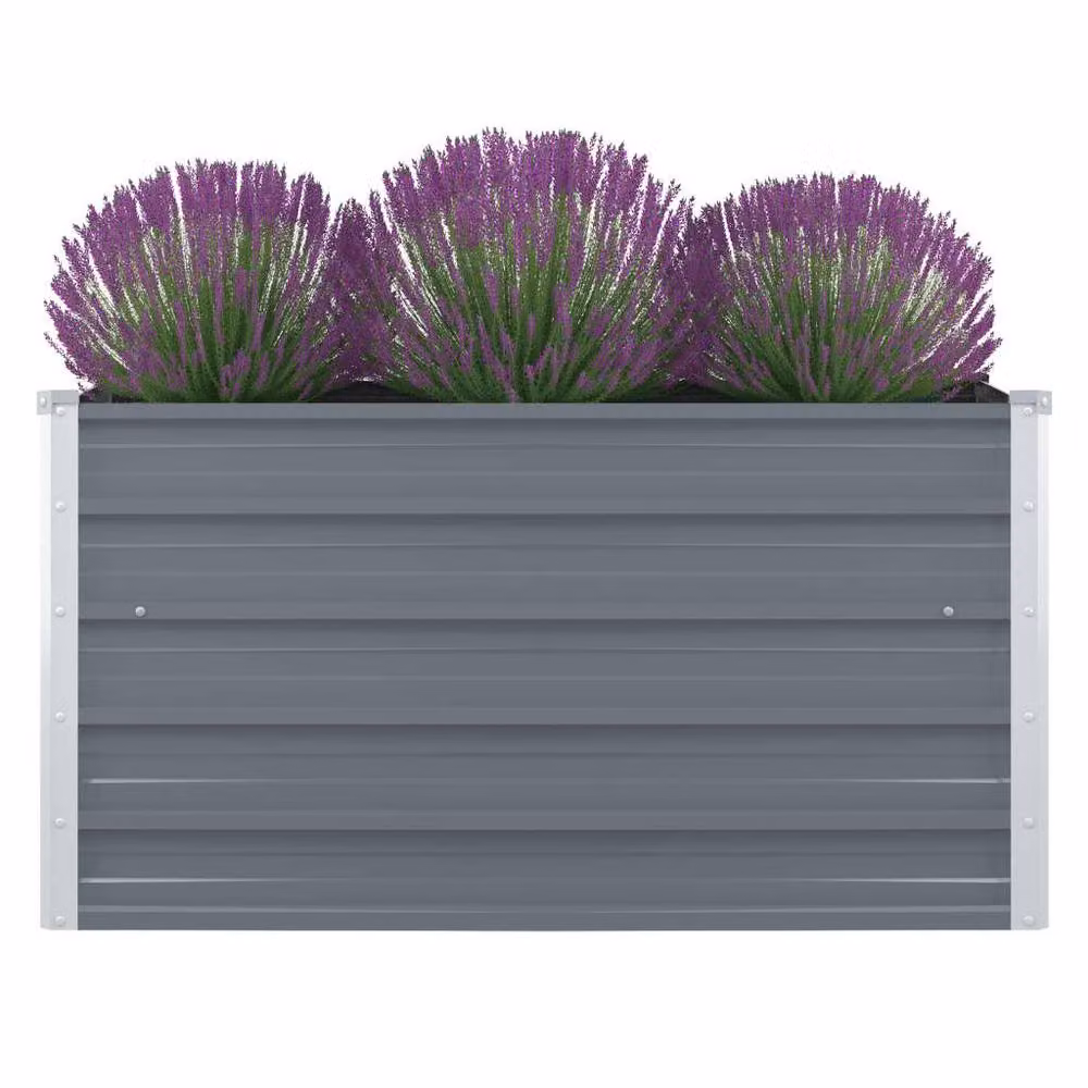 Berkfield Home Raised Garden Bed in Grey Galvanised Steel, W/D/H: 100 x 100 x 45 cm – 2