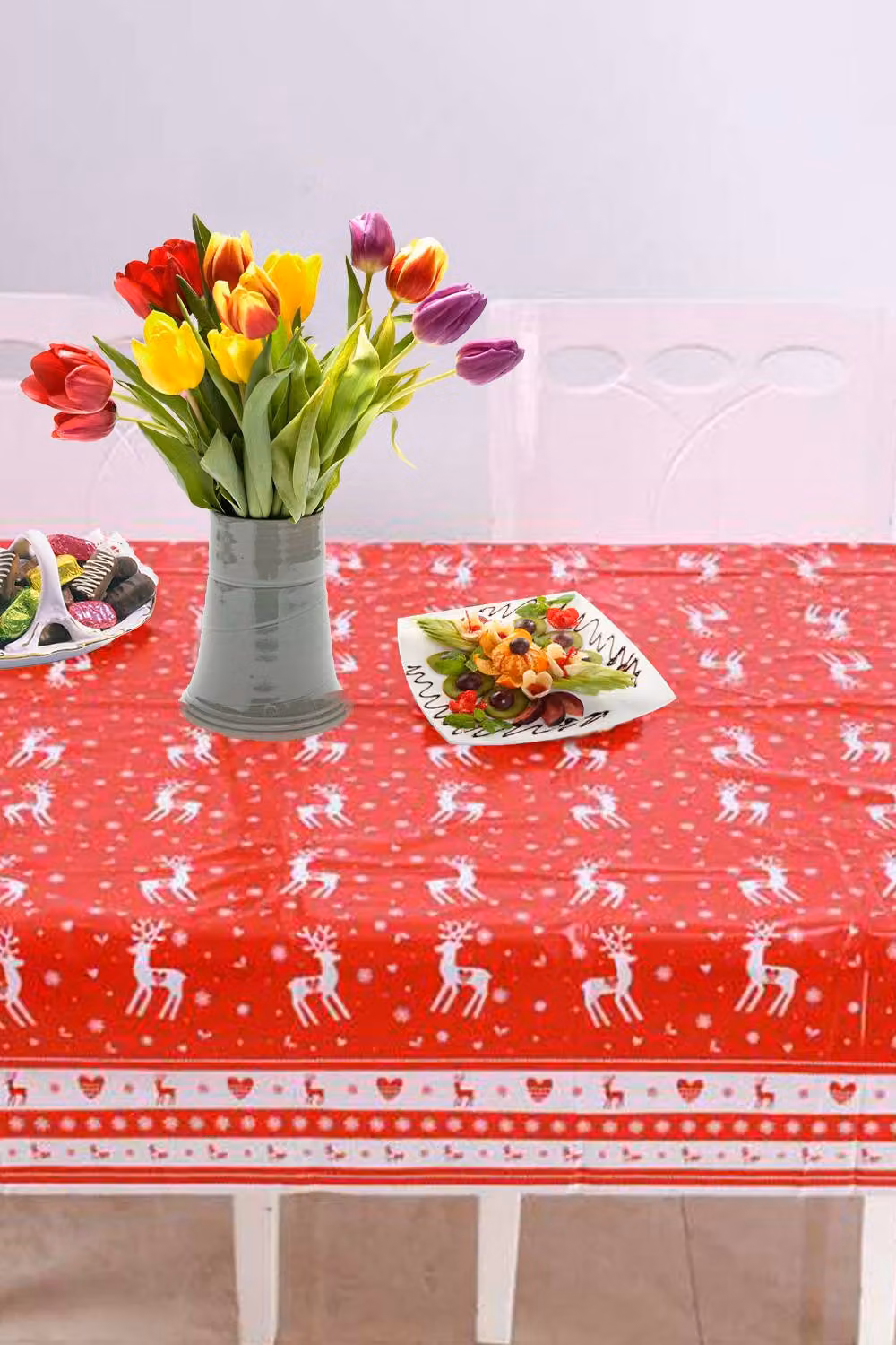 Neel Blue PVC Christmas Tablecloth, Waterproof and Easy Care Rectangular Table Protector, W: 120 cm, L: 180 cm – 5