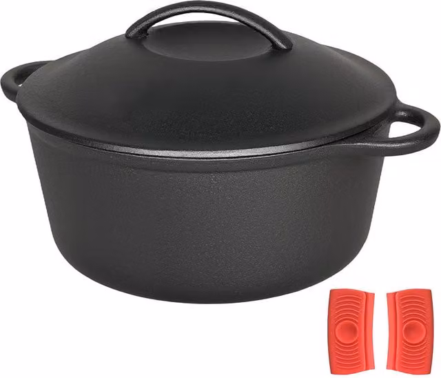 Toque Black Cast Iron Dutch Oven Casserole Dish with Lid