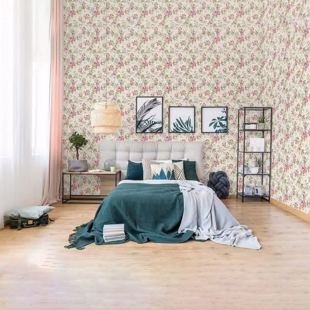 SK Filson Washable Botanical Floral Wallpaper in Purple and Multicolour