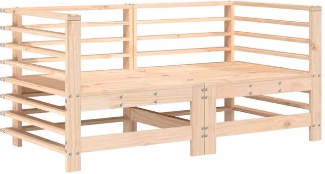 Berkfield Home 2-Piece L-Shape Garden Corner Sofa Set in Light Tan Solid Pine Wood