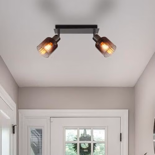 Globo Lighting Modern Copper and Transparent Glass Ceiling Light for Living Rooms and Kitchens with 2 E14 Bulbs – 4
