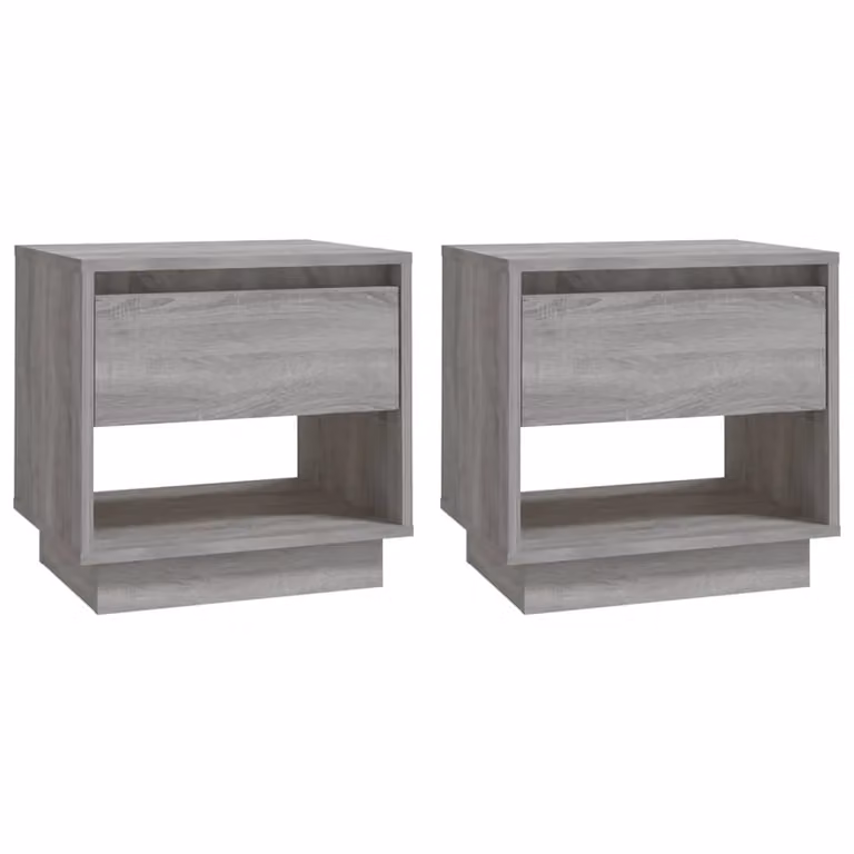 Berkfield Home Set of 2 Bedside Cabinets in Grey Sonoma, W: 45 cm, D: 34 cm, H: 44 cm