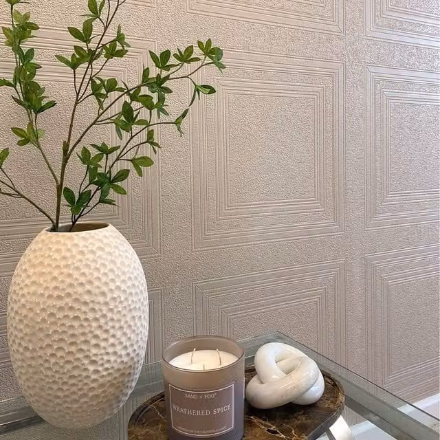 Belgravia Decor Modern Geometric Textured Wood-Look Panel in Beige