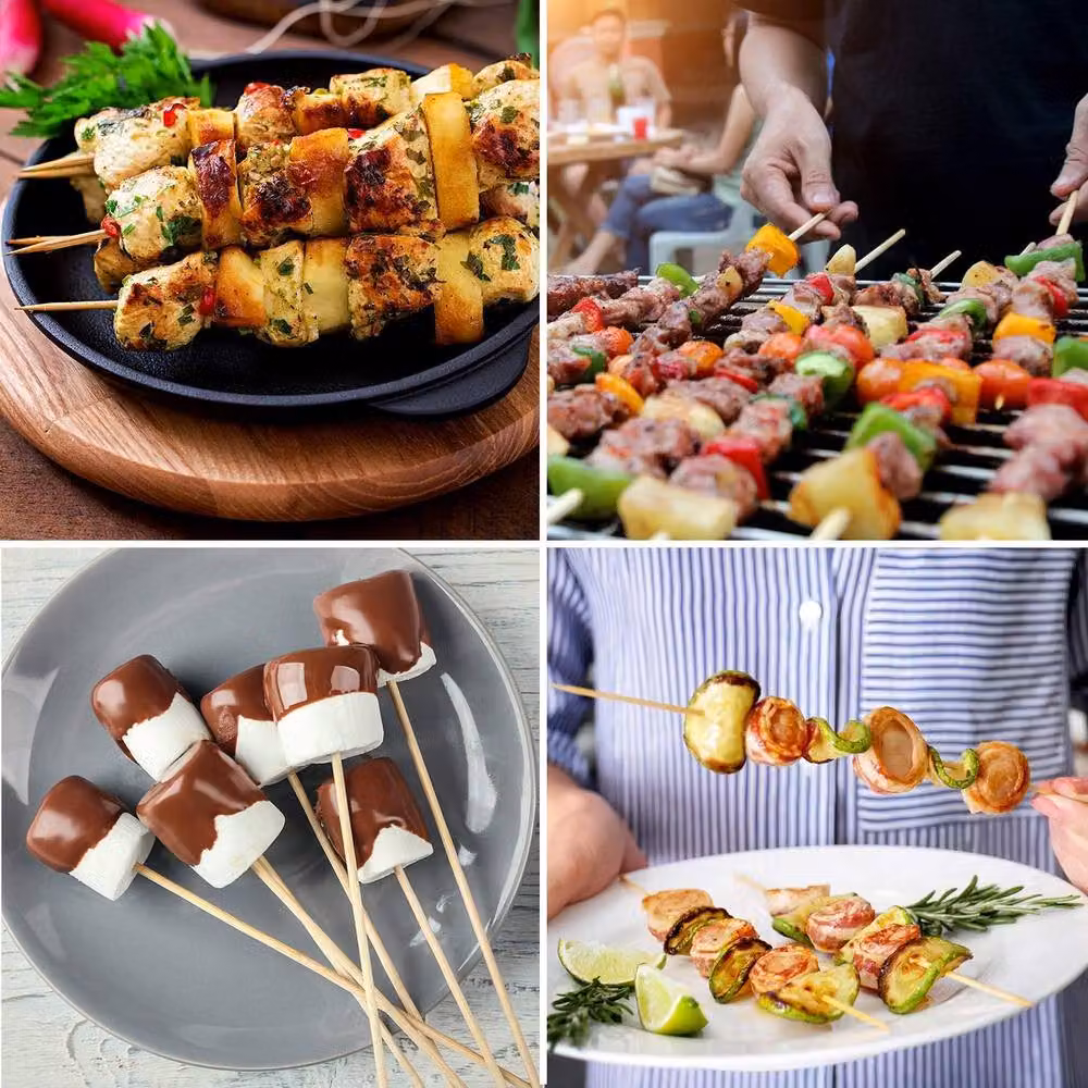 Shatchi Bamboo BBQ Skewers, Natural Wood Kebab Sticks, 15 cm – 2