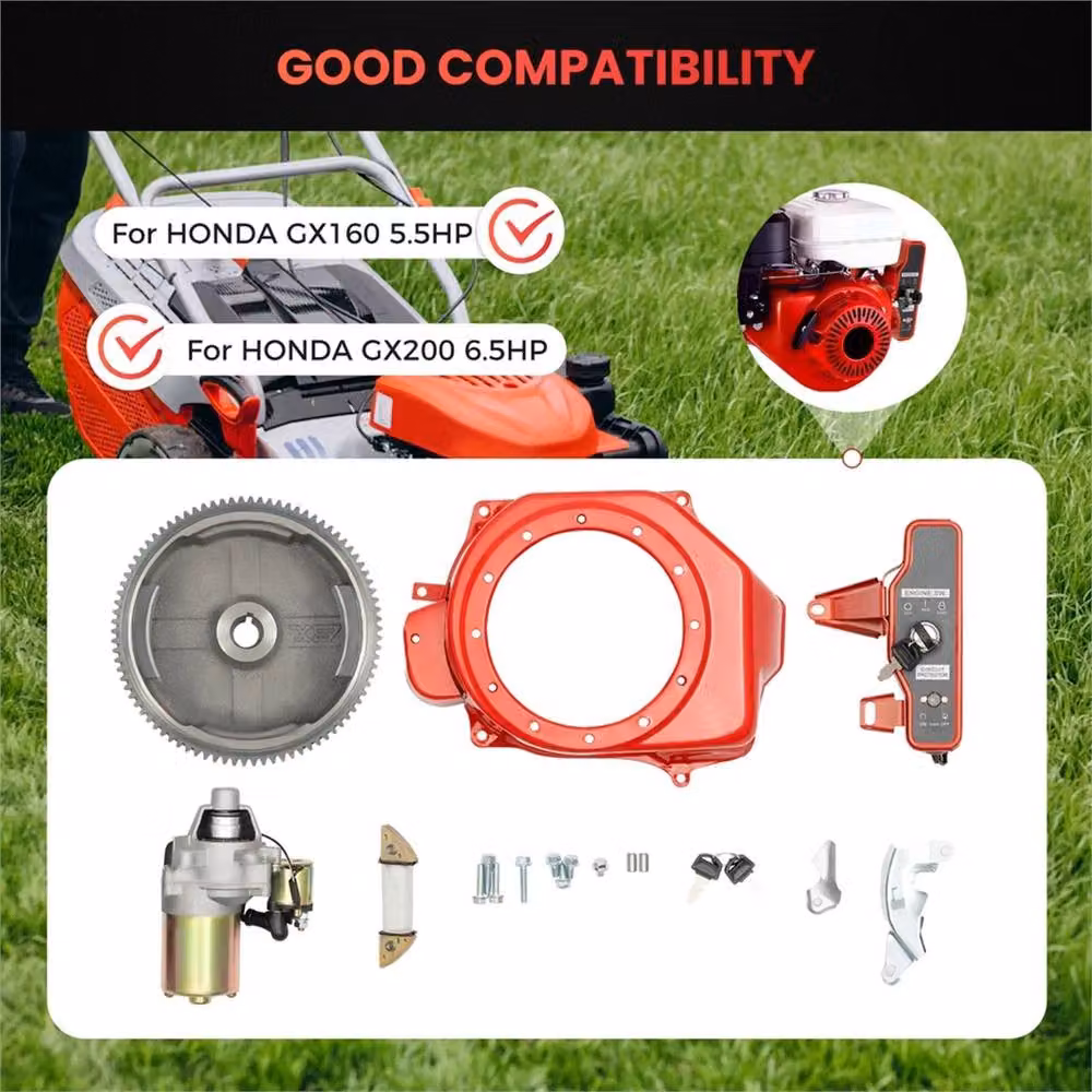 VOGREX 6.5HP Electric Starter Kit for GX200 Motor, Red – 3