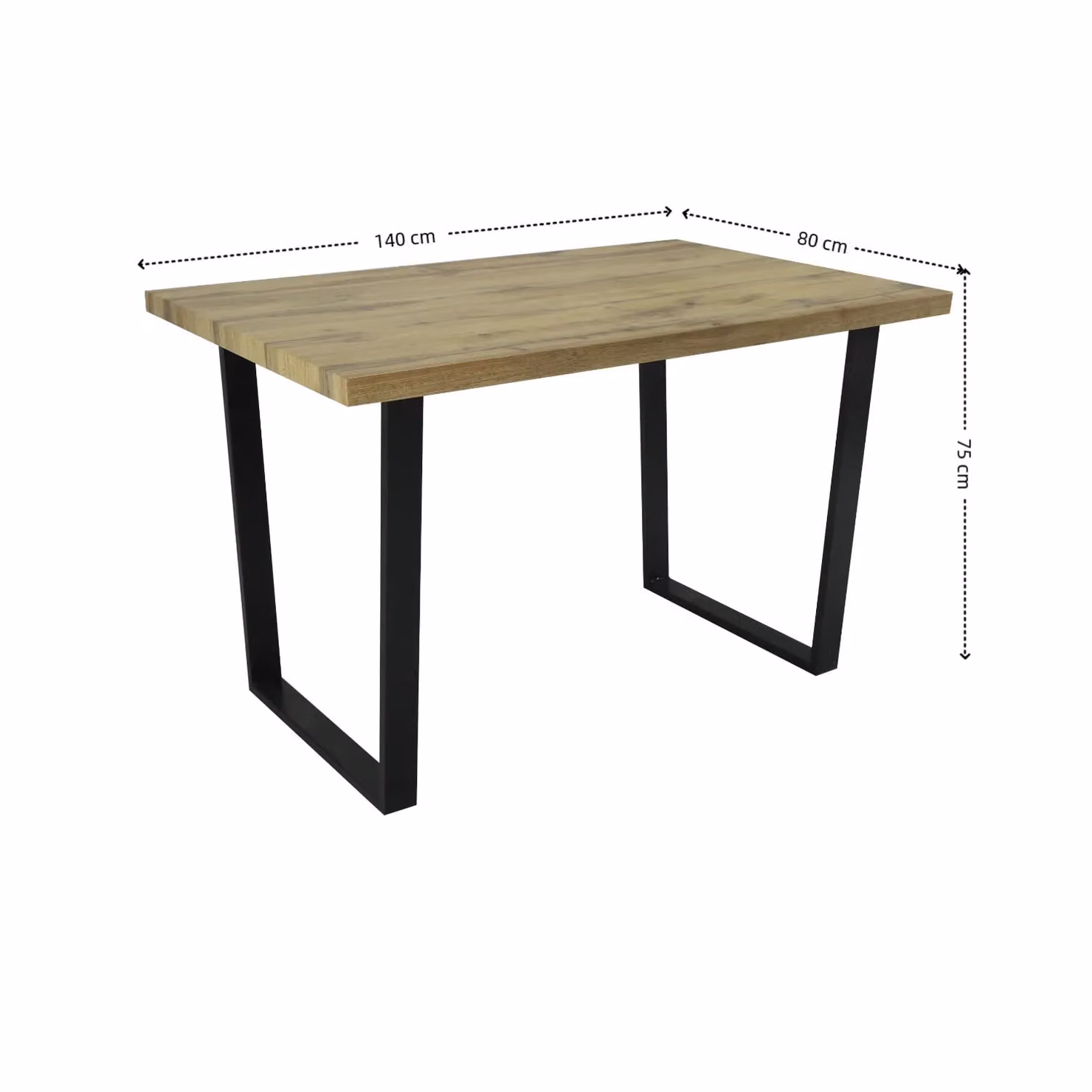 Outdoor Living Colorado Oak Rectangular Dining Table with Black Industrial Sled Base, W/D/H: 120 x 80 x 75 cm – 3