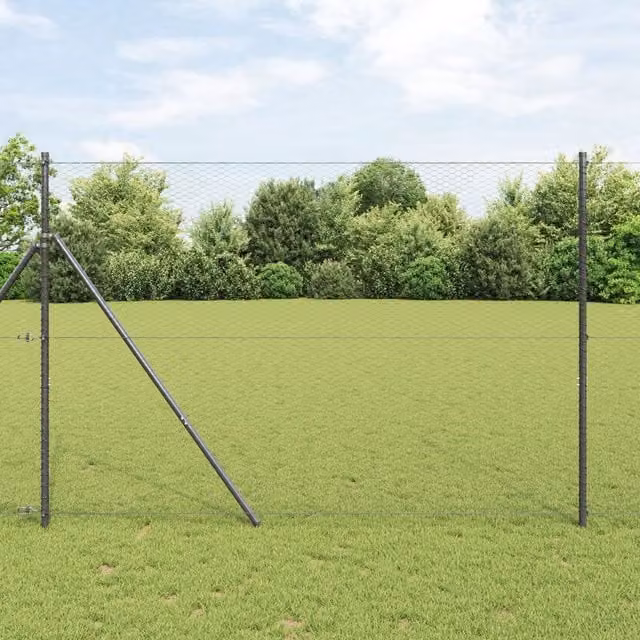 Berkfield Home Grey Galvanised Steel Hexagon Fence, H: 160 cm x W: 50 m