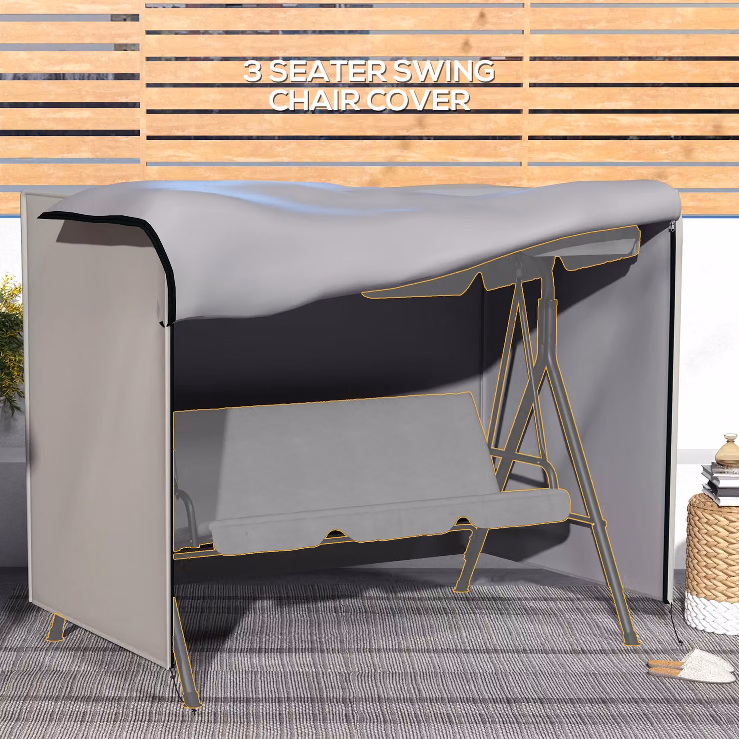 OUTSUNNY Water-Repellent Patio Swing Chair Protector Cover in Grey – 4