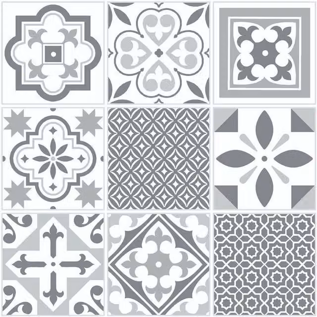 d-c-fix Self-Adhesive Grey Moroccan Geometric Tile-Look Floor Vinyl Tiles