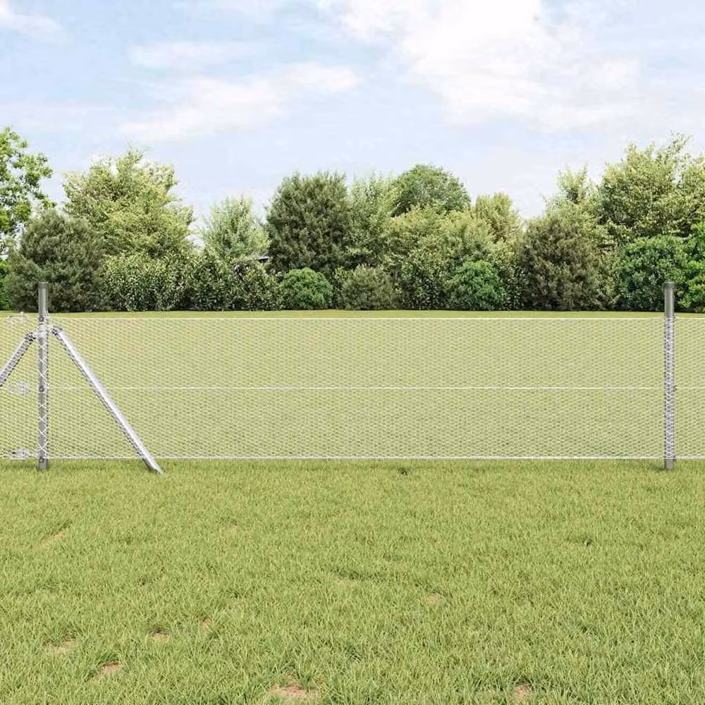 Berkfield Home Silver Galvanised Steel Hexagon Trellis Fence – 2