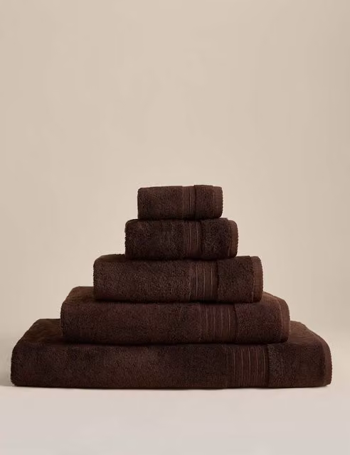 M&S Egyptian Cotton Fluffy Quick Drying Towel in Brown
