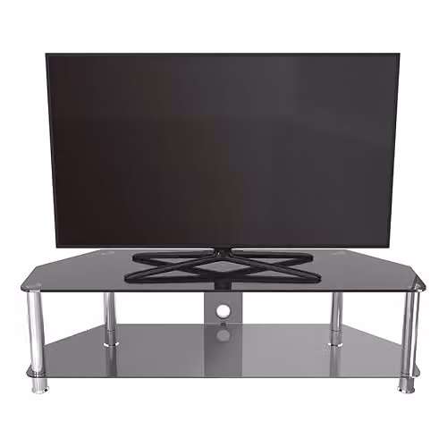 AVF Black and Silver Glass and Metal TV Stand with Cable Management, Width: 140 cm – 3