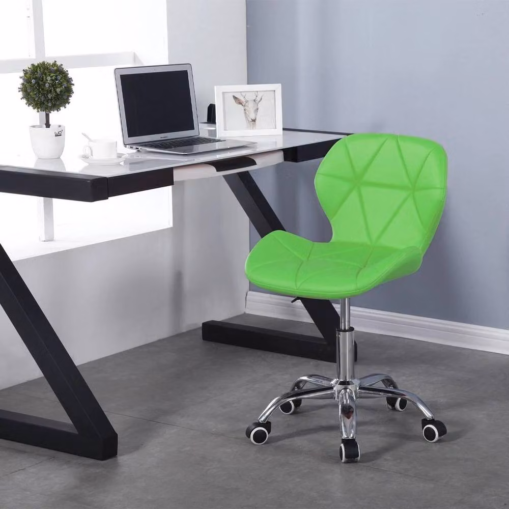 SPETLEK Green Synthetic Leather Swivel Task Chair with Chrome Metal Legs – 2