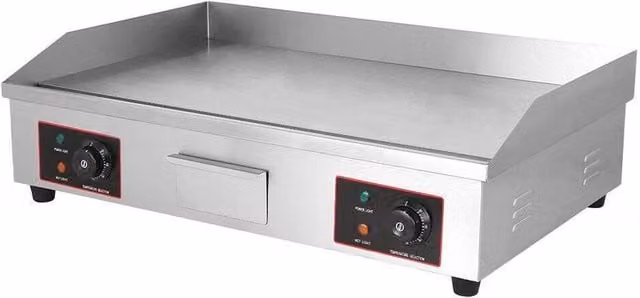 FLAVORA Large Electric Countertop Griddle and Hot Plate Grill in Silver