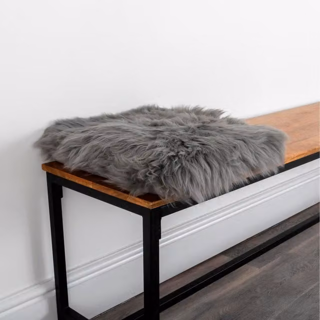Native Natural Grey Square Lambskin Sheepskin Chair Pad