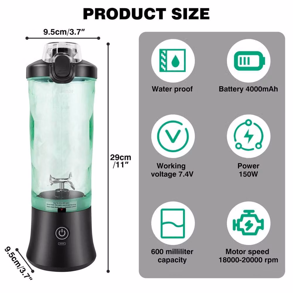 NESTLUNE Portable Blender Smoothie Maker in Green, 6 l – 2