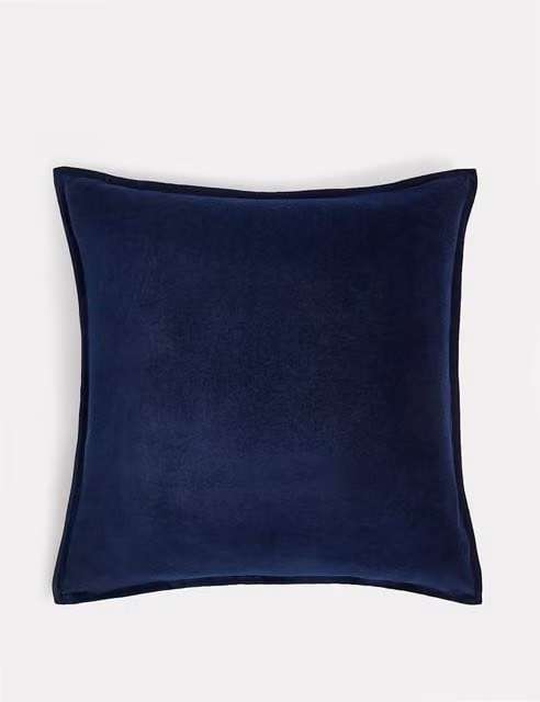 M&S Pure Cotton Velvet Square Cushion in Blue