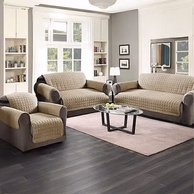 Velosso Water-Repellent Microfibre Sofa Protector in Beige/Yellow