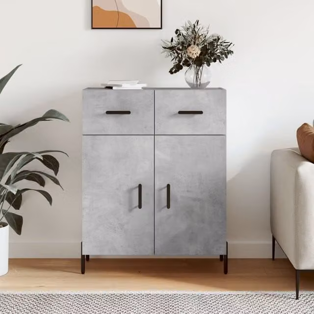 Berkfield Home Modern Sideboard in Grey, W: 69.5 cm, D: 34 cm, H: 90 cm – 1