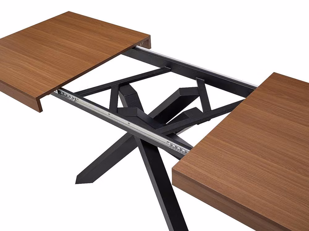Vente-unique Modern Extendable Rectangular Dining Table in Dark Oak and Walnut MDF and Metal, Seats 6 to 10 – 3