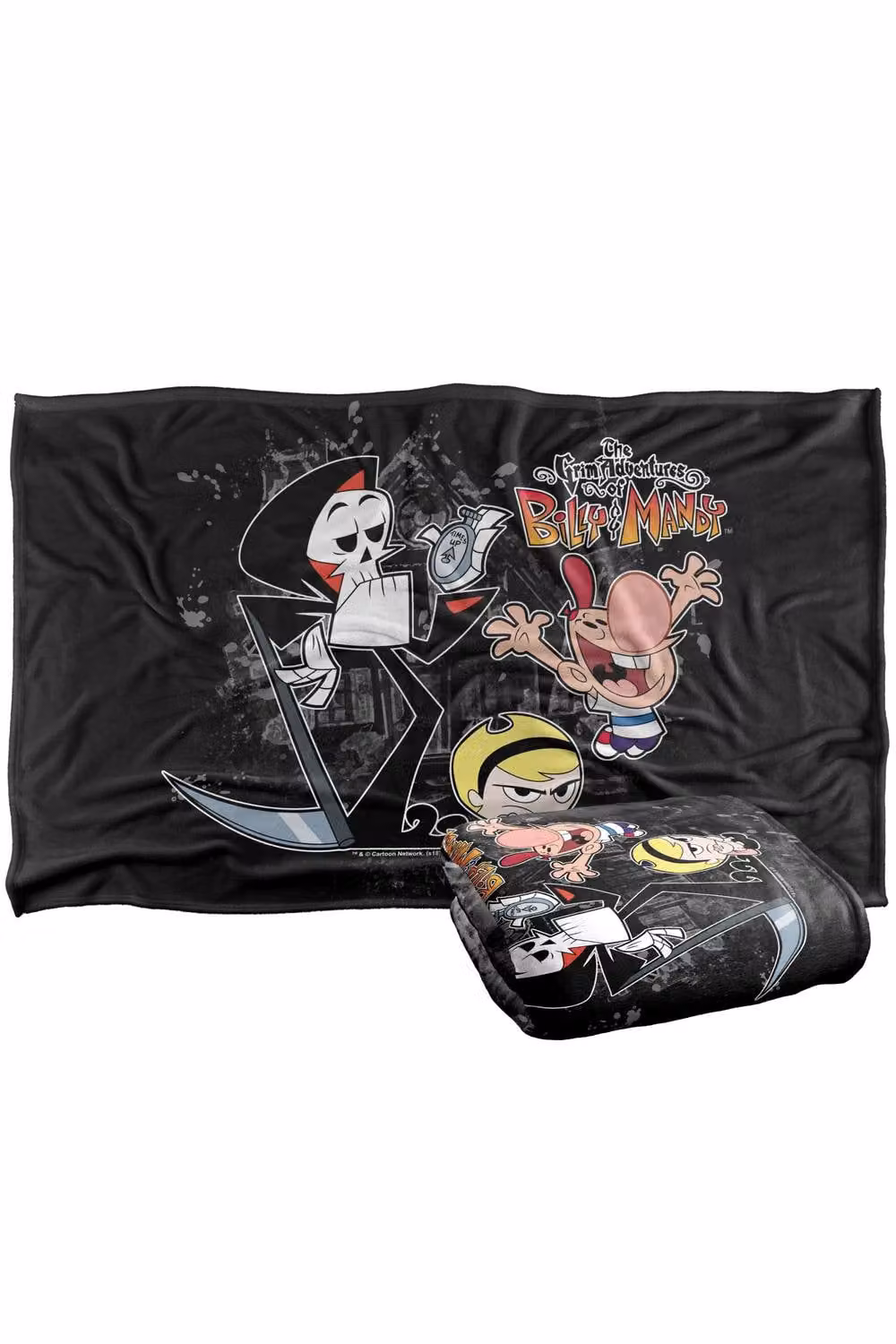 Cartoon Network Billy and Mandy Splatter Cast Silky Touch Super Soft Fluffy Polyester Throw Blanket in Multicolour and Black, Large – 2
